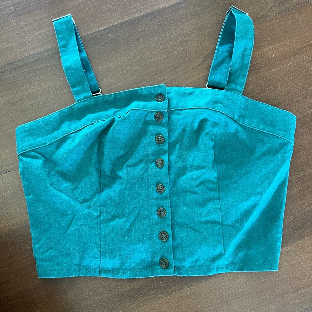 Tilly’s adjustable green tank top, size small
